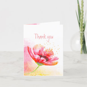 Cartão De Agradecimento Obrigado Obrigado Jardim de Papoula Vermelha Flor