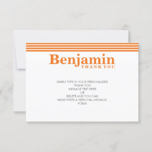 Cartão De Agradecimento OBRIGADO OBRIGADO NOTE legal nome ousado laranja