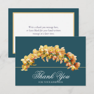 Cartão De Agradecimento Obrigado Orquídea Dourada Arco Floral Botânico Chi
