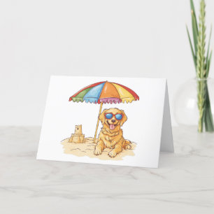 Cartão De Agradecimento Obrigado Ouro Retriever Beach Dog