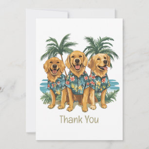 Cartão De Agradecimento Obrigado Ouro Retriever Cães Camisa Havaiana