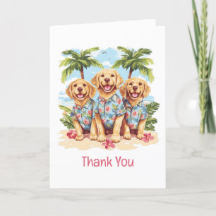 Cartão De Agradecimento Obrigado Ouro Retriever Cães Camisas Havaianas