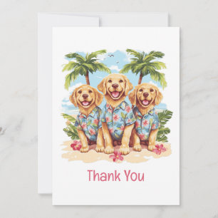Cartão De Agradecimento Obrigado Ouro Retriever Cães Camisas Havaianas