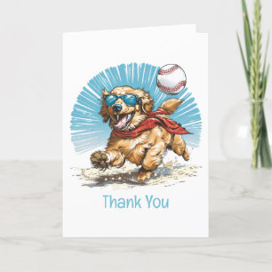 Cartão De Agradecimento Obrigado Ouro Retriever Jogando Baseball