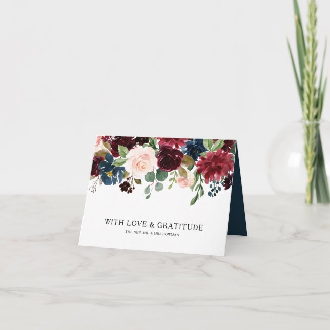 Cartão De Agradecimento Obrigado Outono Rústico Deslumbrante Borgonha (Frente)