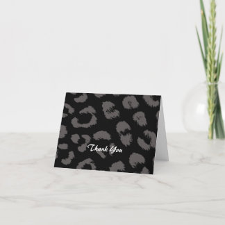 Cartão De Agradecimento Obrigado padrão de leopardo preto e cinza