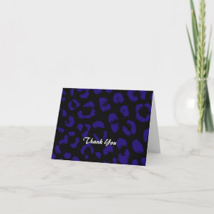 Cartão De Agradecimento Obrigado padrão de leopardo roxo e preto