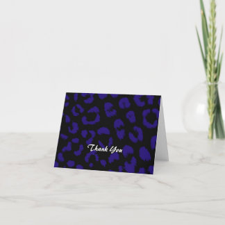 Cartão De Agradecimento Obrigado padrão de leopardo roxo e preto