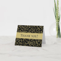 "Obrigado!" Padrão do número 100 Dourado e preto