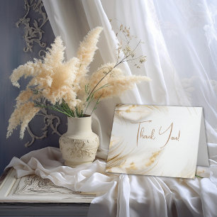 Cartão De Agradecimento Obrigado!   Pampas Douradas Elegantes Boêmian Flor