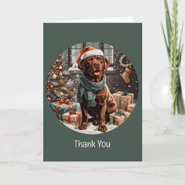 Cartão De Agradecimento Obrigado, Pão De Natal Labrador (Frente)