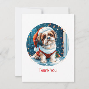 Cartão De Agradecimento Obrigado Papais noeis Shih Tzu De Natal