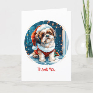 Cartão De Agradecimento Obrigado Papais noeis Shih Tzu De Natal