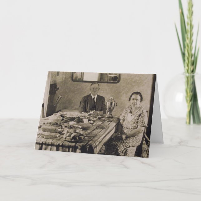 Cartão De Agradecimento Obrigado para a comida e a hospitalidade, foto do (Frente)