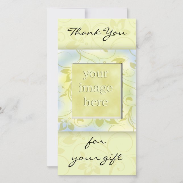 Cartão De Agradecimento Obrigado para o presente - verde (Frente)