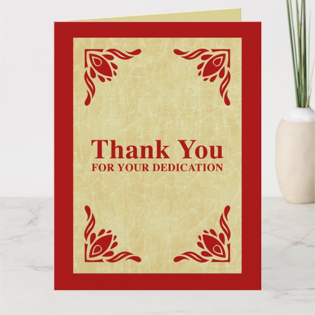 Cartão De Agradecimento obrigado para sua dedicação (Frente)