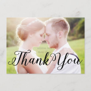 Cartão De Agradecimento OBRIGADO parte dianteira & parte traseira pretas