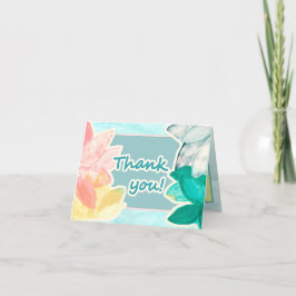 Cartão De Agradecimento Obrigado - Pastel Tropical Leaves e Ondas