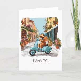 Cartão De Agradecimento Obrigado Patinete De Cachorro De Poodle Padrão