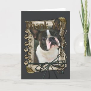 Cartão De Agradecimento Obrigado - Pedras Pedras - Boston Terrier