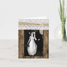 Cartão De Agradecimento Obrigado pela Foto de Casamento em Madeira Rústica