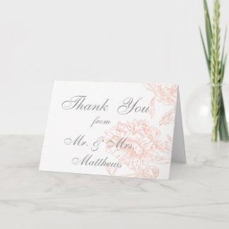 Cartão De Agradecimento Obrigado pela Foto de Casamento Floral Cinza Coral