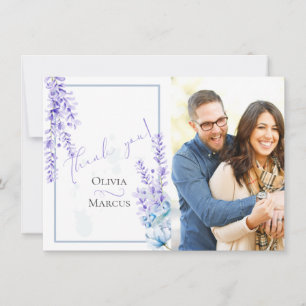 Cartão De Agradecimento Obrigado pela Foto de Casamento Lavanda Aquarela
