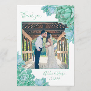 Cartão De Agradecimento Obrigado pela foto de casamento suculenta + com no