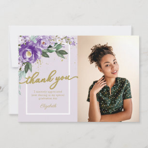 Cartão De Agradecimento Obrigado pela Foto Floral de Lavanda Roxa de Gradu