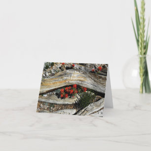 Cartão De Agradecimento Obrigado pela simpatia Flores Vermelhas e Madeira 