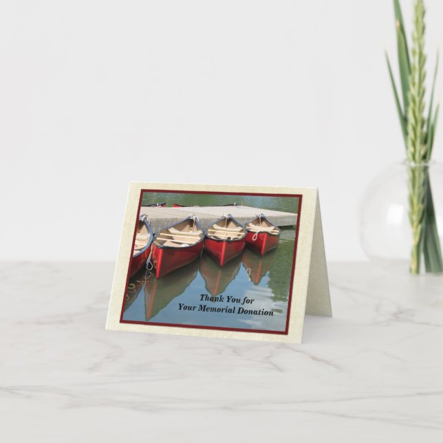Cartão De Agradecimento Obrigado pela sua doação memorial, canoas vermelha (Frente)