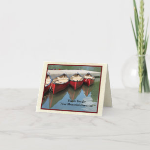 Cartão De Agradecimento Obrigado pela sua doação memorial, canoas vermelha