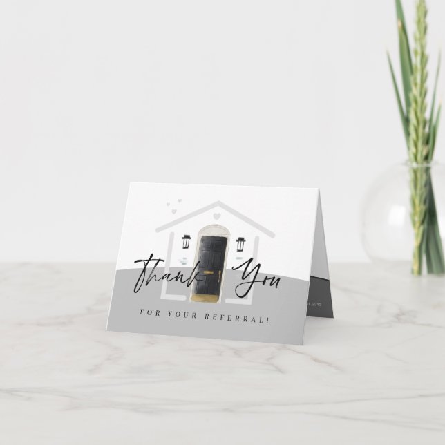 Cartão De Agradecimento Obrigado Pela Sua Porta De Água Negra Referencial (Frente)