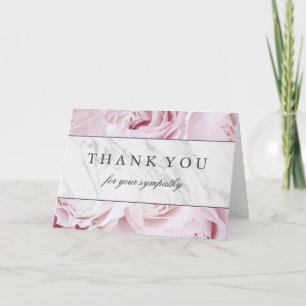 Cartão De Agradecimento Obrigado pela sua simpatia   Rosas e Marble