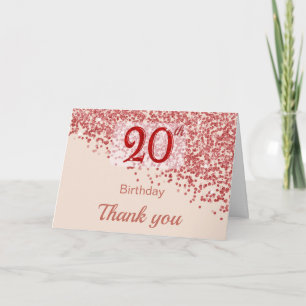 Cartão De Agradecimento Obrigado pelo 20º Aniversário Champagne Ruby Red G