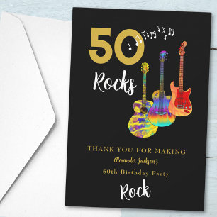 Cartão De Agradecimento Obrigado pelo 50º Aniversário do 50 Rocks