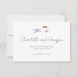 Cartão De Agradecimento Obrigado pelo Casamento à Beira-Mar com Aquarela e