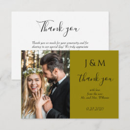 Cartão De Agradecimento Obrigado pelo Casamento com Foto Verde