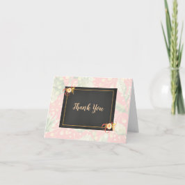 Cartão De Agradecimento Obrigado pelo Casamento Floral Coral