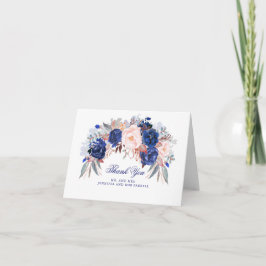 Cartão De Agradecimento Obrigado pelo Casamento Floral Marinho