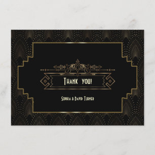 Cartão De Agradecimento Obrigado pelo Casamento Glam Art Deco Great Gatsby