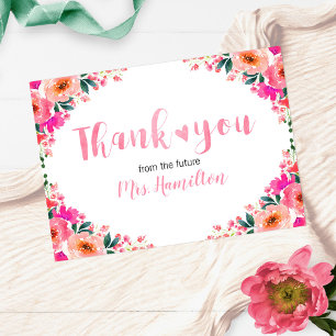 Cartão De Agradecimento Obrigado pelo Chá de Noiva Cute Watercolor Floral