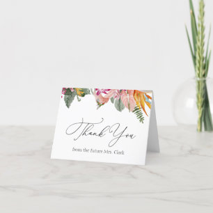 Cartão De Agradecimento Obrigado pelo Chá de Noiva Floral Tropical