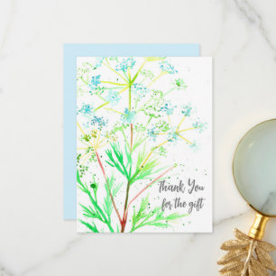 Cartão De Agradecimento Obrigado Pelo Presente Blue Wildflowers Aquarela