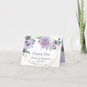 Cartão De Agradecimento Obrigado   Peônias Lavanda em Aquarela