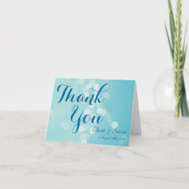 Cartão De Agradecimento Obrigado personalizado azul do casamento do Aqua