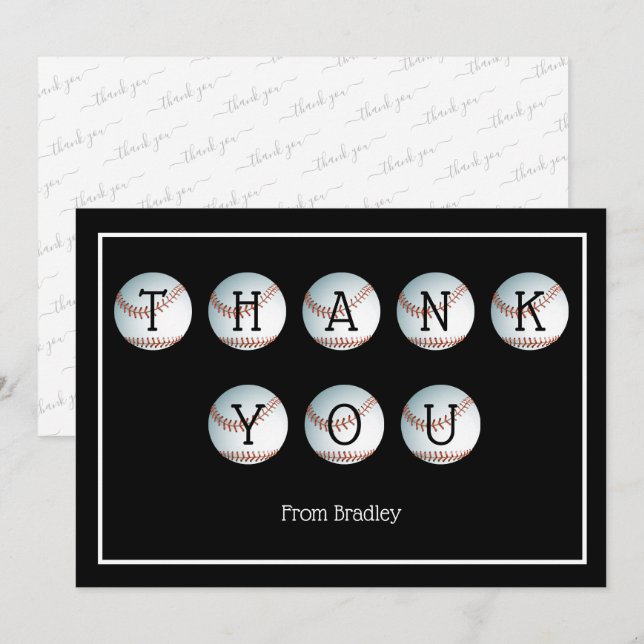 Cartão De Agradecimento Obrigado Personalizado Baseball Personalizado (Frente/Verso)