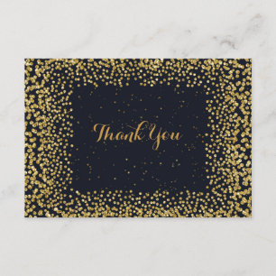 Cartão De Agradecimento Obrigado Personalizado Cart Black Dourado Confetti