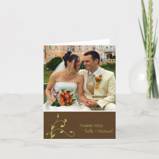 Cartão De Agradecimento Obrigado personalizado de fotografia marrom verde