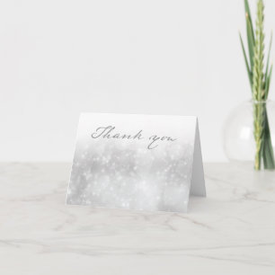 Cartão De Agradecimento Obrigado personalizável - Elegante cinza e branco